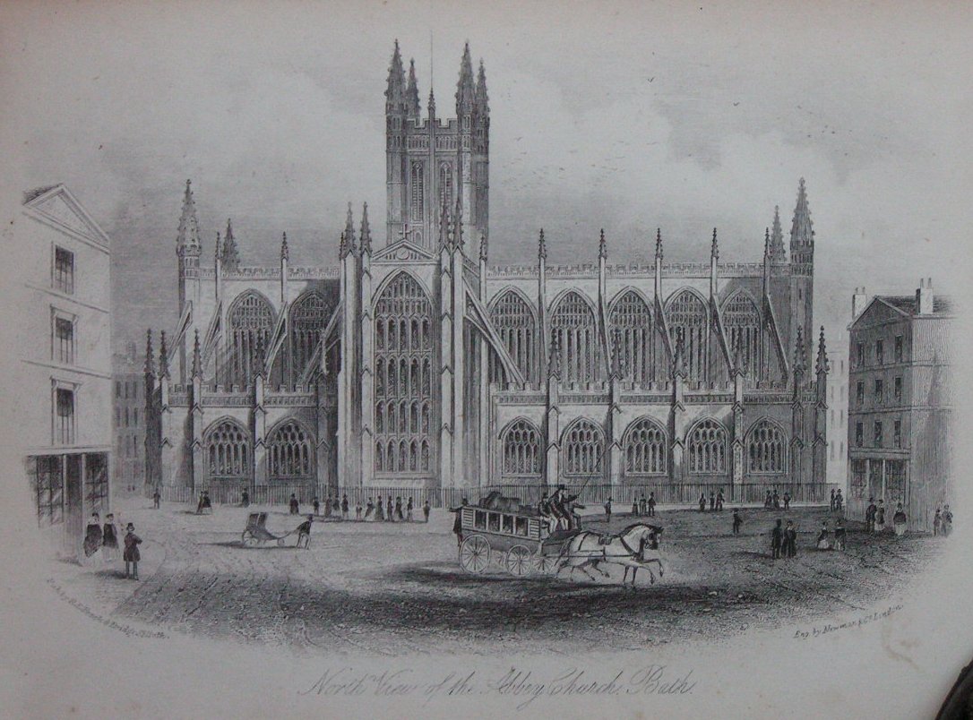 Steel Vignette - North View of the Abbey Church,  Bath - Newman